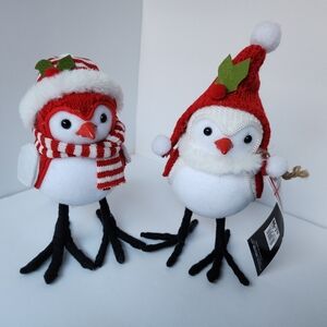 Winter Christmas Holiday Farmhouse decorative 7" Fabric Birds Big Lots Set of 2.